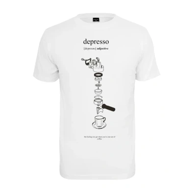 Abbildung von Mister Tee Depresso Tshirt print, Herren, Größe: Small, White