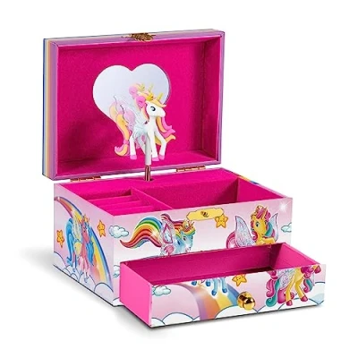 Abbildung von CRAZE Galupy Unicorn Schmuckkästchen Kinder mit Spieluhr , Schmuckschatulle Mädchen drehendem Einhorn, Schublade &amp; Spiegel