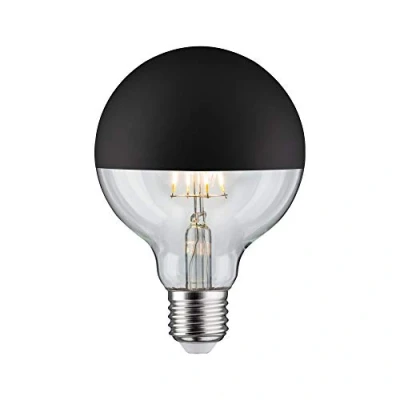 Abbildung von Paulmann 28676 LED Lampe Filament G95 6W Leuchtmittel Kopfspiegel Schwarz matt 2700K Warmweiß dimmbar E27, 1 Stück (1er Pack)