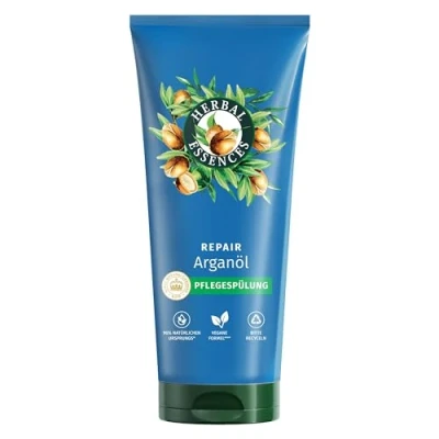 Abbildung von Herbal Essences Repair Pflegespülung mit Arganöl 250ml. Von geschädigtem zu Geschmeidigerem, Glänzenden Haar, Intensive Pflege, Inhaltsstoffe natürlichen Ursprungs, Vegan