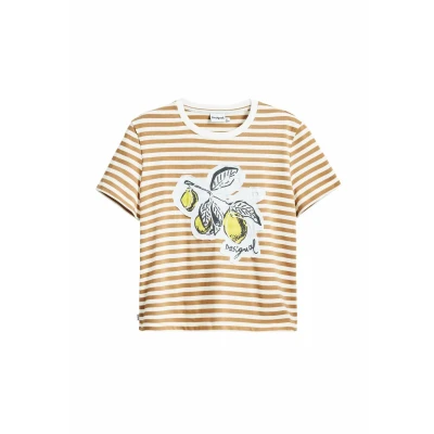 Abbildung von Desigual Striped Tshirt print, Damen, Größe: Medium, White