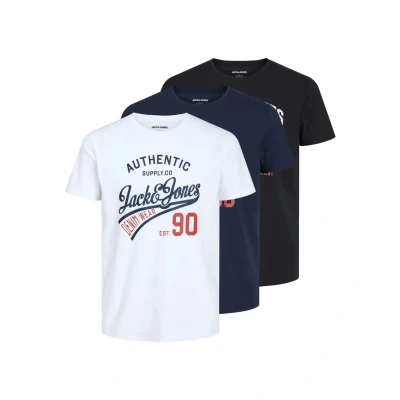Abbildung von Jack &amp; Jones CREW NECK 3 PACK Tshirt print, Herren, Größe: XS, Black/white/navyblazer