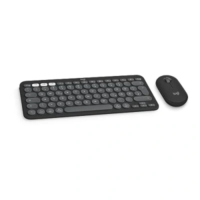 Abbildung von Logitech Pebble 2 Combo für Mac, kabellose Tastatur und Maus, schlank, leise mobil, anpassbar, Bluetooth Maus Tastatur, Easy Switch, macOS, iPadOS, Deutsches QWERTZ Layout, Grafit