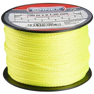 Abbildung von Connex Maurerschnur gelb 100 m Länge Ø 1,2 mm Polyester geflochten Knotenfest Reißfest &amp; Belastbar Auf Spule / Richtschnur Bauschnur Lotschnur Pflasterschnur COX781562