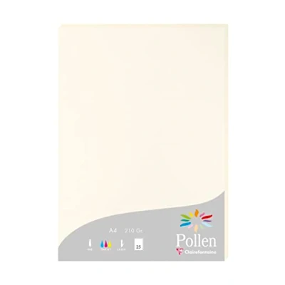 Abbildung von Clairefontaine 56010C Packung mit 25 Blatt Briefpapier Pollen DIN A4 21x29,7cm, 210g, ideal für Korrespondenz, Naturweiß, 1 Pack