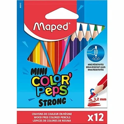 Abbildung von Maped 862812 ergonomische Drei Kant Buntstifte, Farbstifte COLOR&#039;PEPS STRONG MINI besonders stabile Mine 3,2 mm 12x Stifte