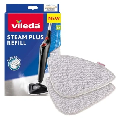 Abbildung von Vileda Steam Dampfreiniger Ersatzpads, Wischbezug aus Mikrofasern, für alle Böden, 2er Pack