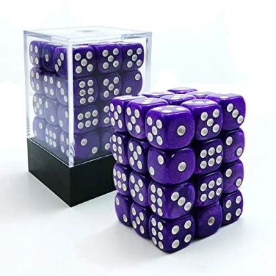 Abbildung von Bescon Würfel w6 12mm 36er Brick Box, Six Sided Die (36) Block of Dice, Marmor Pearl Purple