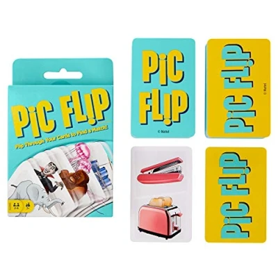 Abbildung von Mattel Games GKD70 Pic Flip Kartenspiel und Gesellschaftsspiel, geeignet für 2 6 Spieler, Kartenspiele ab 7 Jahren