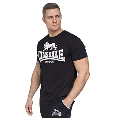 Abbildung von Lonsdale Herren T shirt Trägerhemd Logo Kai Langarmshirt, Schwarz, L EU