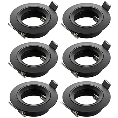 Abbildung von SEBSON Einbaustrahler 6er Set rund Alu schwarz, Einbaurahmen Lochdurchmesser 65mm, Decken Spot inkl. GU10 Fassung für LED/Halogen