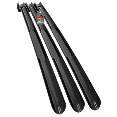 Abbildung von Lantelme 3 Stück Schuhanzieher 65cm im Set Farbe schwarz mit Farbauswahl Kunststoff Schuhlöffel Xl Lang und stabil Schuhanziehhilfe (Schwarz)