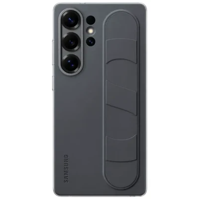 Abbildung von Samsung Standing Grip Silikon Back Cover Schwarz Galaxy S25 Ultra