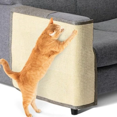 Abbildung von Navaris Katzen Kratzmatte Kratzschutz Sofa rechts Sisal Kratzteppich für Katze Couch Katzenkratzmatte auch Hunde geeignet div. Farben