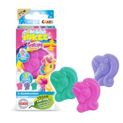 Abbildung von INKEE Badebomben Kinder GALUPY Mini Pack 3er Badekugeln mit spaßigen Farben, Kaugummi Aroma &amp; Jojobaöl 3x15g