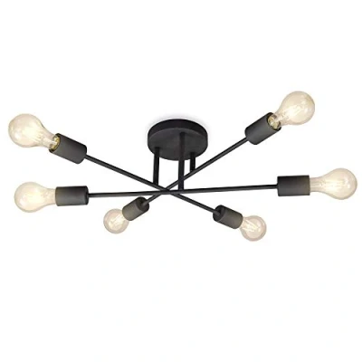 Abbildung von B.K.Licht Deckenlampe mit E27 Fassung, max. 40 Watt, Vintage, Deckenleuchte, Lampe, Wohnzimmerlampe, Schlafzimmerlampe, Küchenlampe, Deckenbeleuchtung, Retro, 54,3 x 19,2, Schwarz