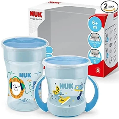 Abbildung von NUK Magic Cup &amp; Mini Trinklernbecher, Duo Set auslaufsicherer 360 Trinkrand ab 6 Monaten und BPA frei 160 ml 230 blau