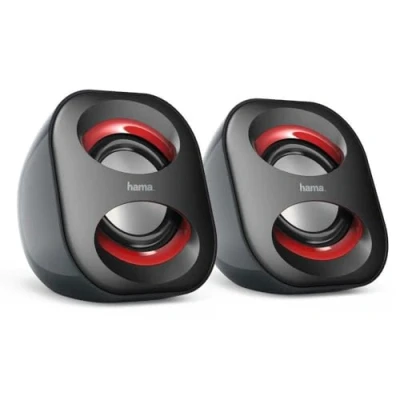 Abbildung von Hama PC Lautsprecher Sonic Mobil 183 (USB 3.0, 3,5 mm Klinke, 3 W, aktive Boxen für Computer, Laptop, Notebook, Smartphone, Tablet) schwarz/rot