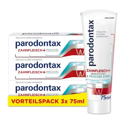 Abbildung von Parodontax Zahnfleisch+ Sensitivität &amp; Frischer Atem Zahnpasta, 3x75ml