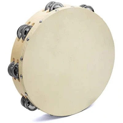 Abbildung von Tiger TAM98 10 Tambourin mit Naturfell 10&quot; Doppel Reihe