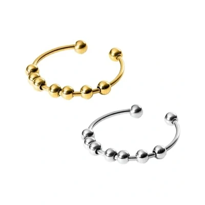 Abbildung von Purelei® Shade Anxiety Ring Set Wasserfester Damenring aus langlebigem Edelstahl Verstellbare Ringe von Größe 50 bis 66 Silber und Gold (50 60)