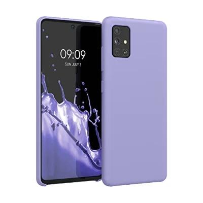 Abbildung von kwmobile Hülle kompatibel mit Samsung Galaxy A51 Silikon Handy Case Handyhülle weiche Oberfläche kabelloses Laden Lavendel