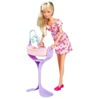 Abbildung von Simba 105733680 Steffi LOVE Puppe Hello Baby (29 cm) schwangere Spielpuppe mit wachsendem Bauch, Babypuppe &amp; Zubehör Kinder Spielzeug für Mädchen und Jungen ab 3 Jahre, Black