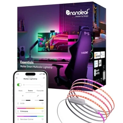 Abbildung von Nanoleaf Matter WLAN Gradient LED Streifen 5M, Smarte Bildschirm &amp; Music Sync, 300 RGBIC Addressable LEDs, Trimmable Strip, Kontrolle mit App und Stimme (Alexa Siri Apple Google Home) Gaming Party
