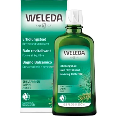 Abbildung von WELEDA Bio Edeltannen Erholungsbad, Naturkosmetik Bade Essenz mit ätherischen Ölen von Fichten und zur Entspannung Pflege, Badezusatz für innere Kraft (1 x 200 ml)