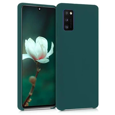 Abbildung von kwmobile Hülle kompatibel mit Samsung Galaxy A41 Silikon Handy Case Handyhülle weiche Oberfläche kabelloses Laden Türkisgrün