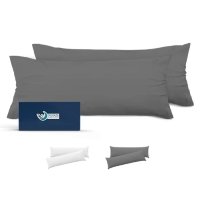 Abbildung von Kissenbezug 40x135 Anthrazit 2er Set Mikrofaser Oeko TEX Zertifiziert Dreamzie Kopfkissenbezug Weich