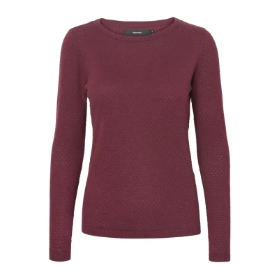 Abbildung von Vero Moda Vmcare Structure LS Oneck GA NOOS Strickpullover, Damen, Größe: XS, Bordeaux