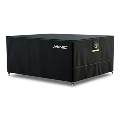 Abbildung von Awnic Gartenmöbel Abdeckung wasserdicht mit Haken Winterfest, 420D Oxford AlicanTex wetterfeste Technologie, Winddicht Anti UV Gartentisch Abdeckplane, rechteckig Schwarz (245 * 160 71cm)