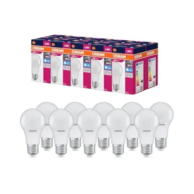 Abbildung von OSRAM LED Star Value Classic A60 Lampe für E27 Sockel, Birnenform, FR, 806 Lumen, tageslichtweiß (6500K), Ersatz herkömmliche 60W Glühbirnen, nicht dimmbar, 10er Pack