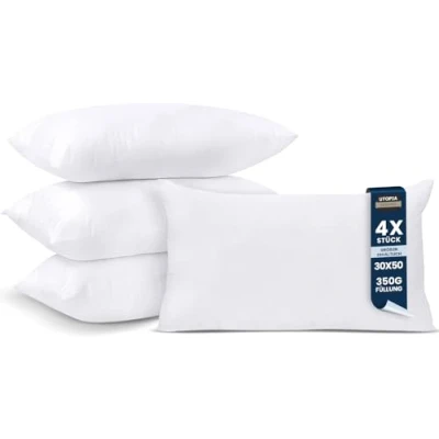 Abbildung von Utopia Bedding 4er Set Kissenfüllung 30 x 50 cm, Innenkissen Füllkissen Kopfkissen Sofakissen (Weiß)
