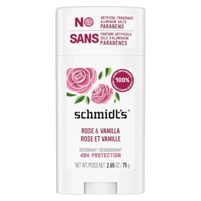 Abbildung von Schmidt&#039;s natürlicher Deo Stick Rose &amp; Vanille Deodorant ohne Aluminium vegane Naturkosmetik für langanhaltende Frische 75 g 1 Stück