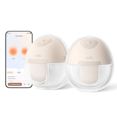 Abbildung von eufy Security Tragbare Milchpumpe E10, Elektrische handsfree mit App Steuerung, Anpassbarer Smart Rhythmus, Krankenhausqualität Saugkraft für mehr Milch, Mobil, Superleise