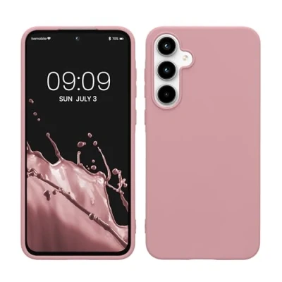 Abbildung von kwmobile Hülle kompatibel mit Samsung Galaxy A55 5G weiches TPU Silikon Case Cover geeignet für kabelloses Laden Altrosa