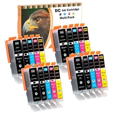 Abbildung von D&amp;C 20x Druckerpatronen Kompatibel für Canon PGI 550 XL CLI 551 Pixma MG7100 MG7150 MG7550 MX925 iP7200 iP7250 MG5400 Series MG5450 MG5550 MG5650 MG5655 MX725 MX920 iP8750 iX6850 MG6350