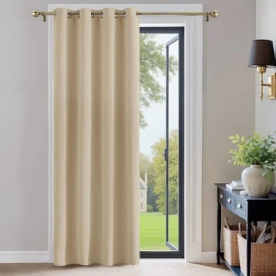 Abbildung von PONY DANCE Gardinen Kinderzimmer Türvorhang 1 Stück H 210 x B 132 cm Blickdichte Vorhänge mit Ösen Thermovorhang Curtain Verdunkelungsvorhang Wohnzimmer, Biscotti Beige