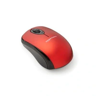 Abbildung von Amazon Basics Kabellose Computer Maus mit USB Nano Empfänger, Rot