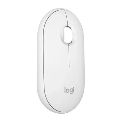 Abbildung von Logitech Pebble Mouse 2 M350s schlanke kabellose Bluetooth Maus, mobil, leicht, anpassbare Taste, leise Klicks, Easy Switch für Windows, macOS, iPadOS, Android, ChromeOS Weiß