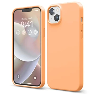 Abbildung von elago Liquid Silicone Case Kompatibel mit iPhone 14 Plus Hülle (6.7&quot;), Hochwertiges Silikon, Ganzkörperschutz 4 Schichten stoßfeste Handyhülle, kratzfestes weiches Mikrofaserfutter (Orange)