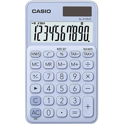 Abbildung von CASIO Taschenrechner SL 310UC, 10 stellig, Trendfarben, Steuerberechnung, Tausenderunterteilung, Solar /Batteriebetrieb, hellblau