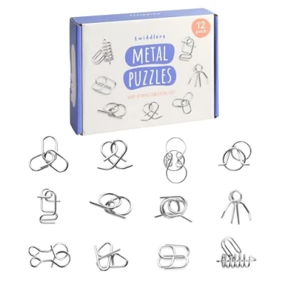 Abbildung von THE TWIDDLERS 12 Stück Metalldraht IQ Brain Teaser Mind Puzzles, Multipack Mini Schule Geschenk Spielzeug und Party Bag Fillers für Kinder, Erwachsene Weihnachten Cracker Favours
