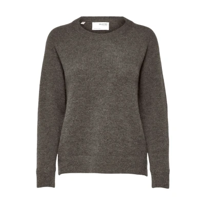 Abbildung von Selected Femme LULU Oneck NOOS Strickpullover, Damen, Größe: XS, Medium grey melange