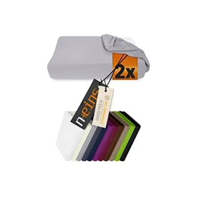 Abbildung von npluseins 2er Pack Spannbezüge für Nackenkissen Gesundheitskissen 959.1234, M, 35 40x55 60 cm, Silber