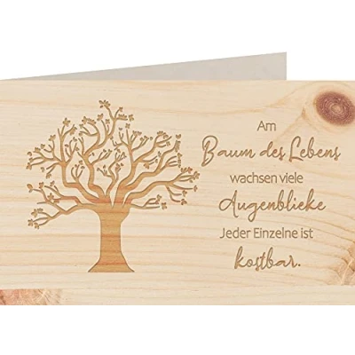 Abbildung von myZirbe Holzkarte BAUM DES LEBENS 100% handmade in Österreich Postkarte, Geschenkkarte, Grußkarte, Klappkarte, Karte, Einladung, Holzart:Zirbe