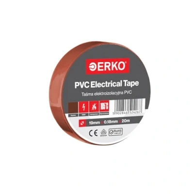 Abbildung von ERKO Isolierband Braun PVC 19mm x 20m Elektrische Leitungen Reparatur, Hochflexibel mit starker Klebekraft, Chemiebeständig, Polyvinyl Chlorid, Klebeband Universal