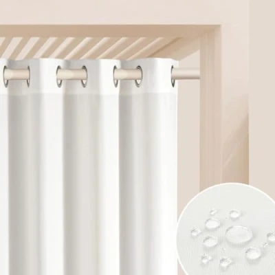 Abbildung von ROOM99 Outdoorvorhäng mit Ösen Garden Line 155 x 200 cm Breite Höhe Outdoor Vorhang wetterfest Wasserdicht Sichtschutz Sonnenschutz Gardinen Garten Winddicht Ecru, 1 Stück